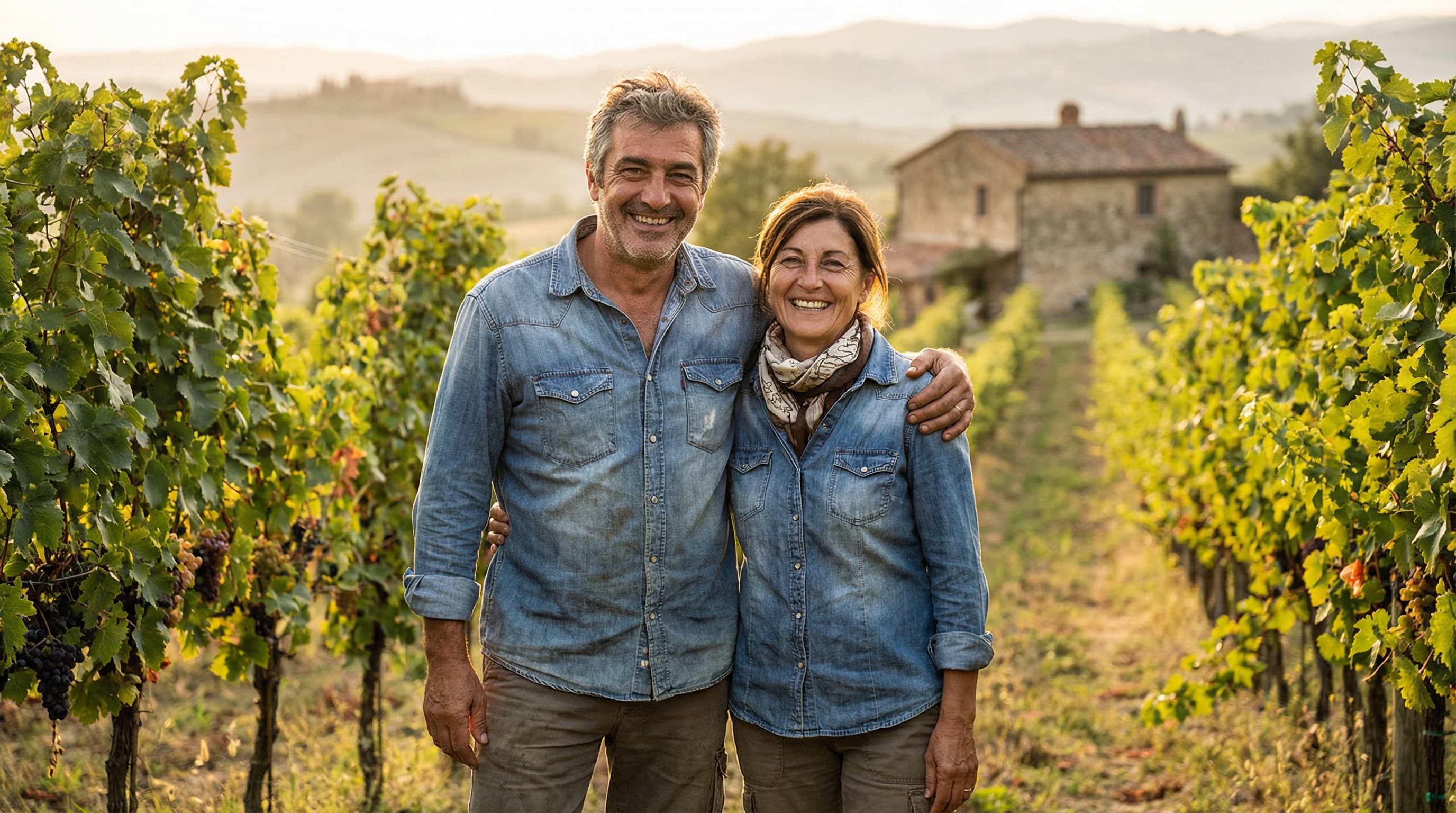 Our winemaker partners in their vineyard